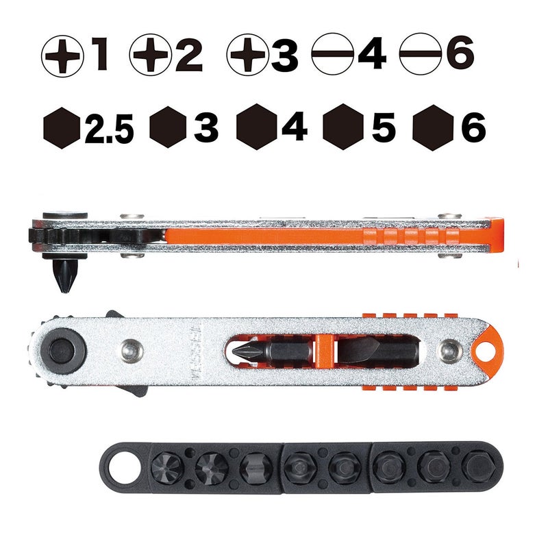 VESSEL Low-Profile Flat Plate Ratchet Screwdriver Set (TD76J (Straight Type)) - Image 2